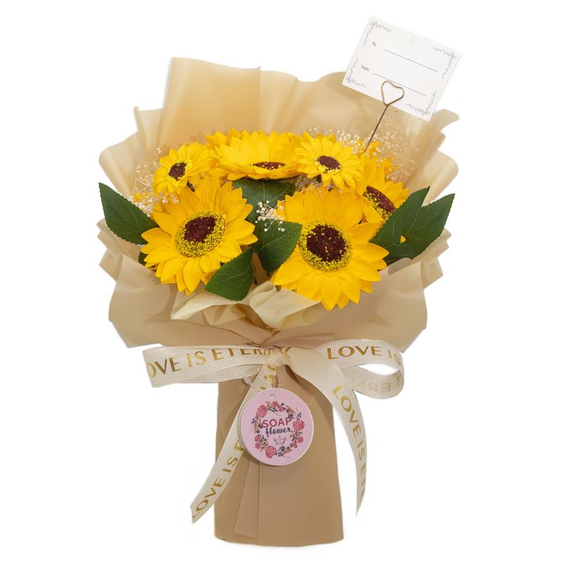 Großer Sonnenblumenstrauß - Liebe ist ewig - Geschenkkarte