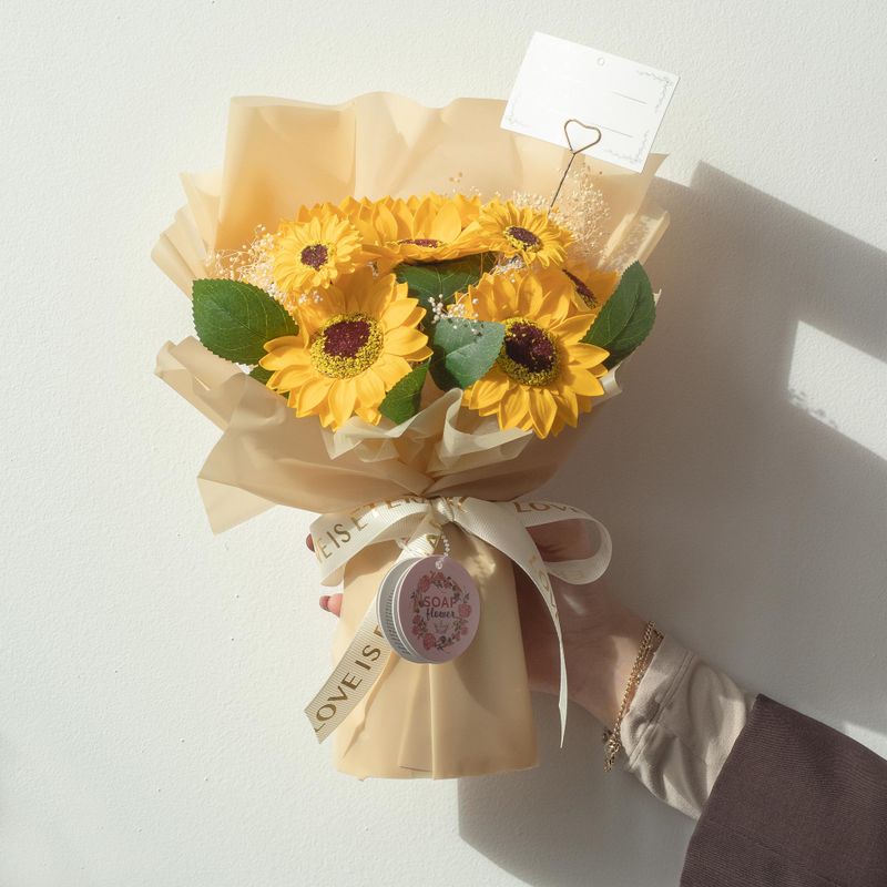 Großer Sonnenblumenstrauß - Liebe ist ewig - Geschenkkarte