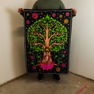 Wandkunst aus Baumwolle (70 x 110 cm) – Buddha-Bodhi-Baum