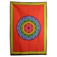 Wandbild aus Baumwolle (70 x 110 cm) – Regenbogenblume des Lebens