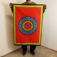 Wandbild aus Baumwolle (70 x 110 cm) – Regenbogenblume des Lebens