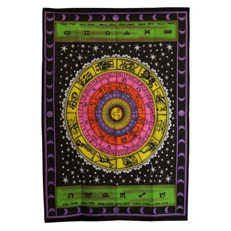 Wandbild aus Baumwolle (70 x 110 cm) – Buntes Sternzeichen-Motiv