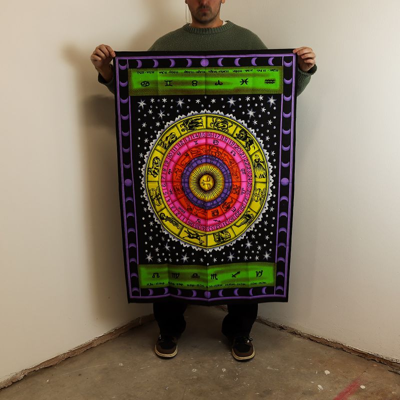 Wandbild aus Baumwolle (70 x 110 cm) – Buntes Sternzeichen-Motiv