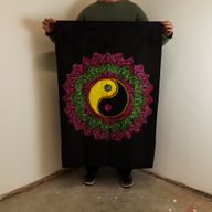 Baumwoll-Wandkunst (70 x 110 cm) – Ying- und Yang-Mandala