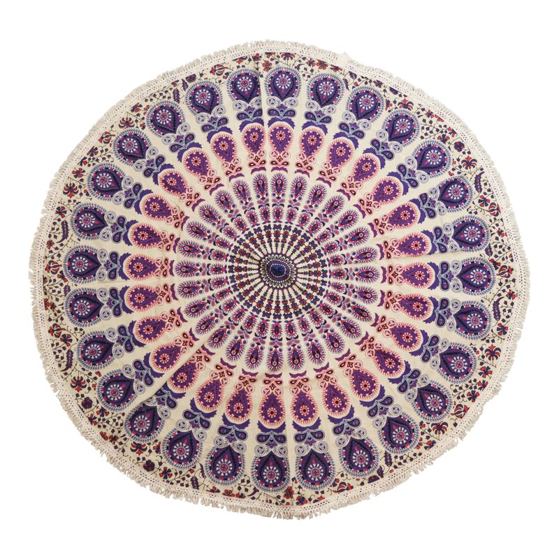 Kleines Mandala-Rundstickerei aus Baumwolle (130 cm) – Pfauenviolett