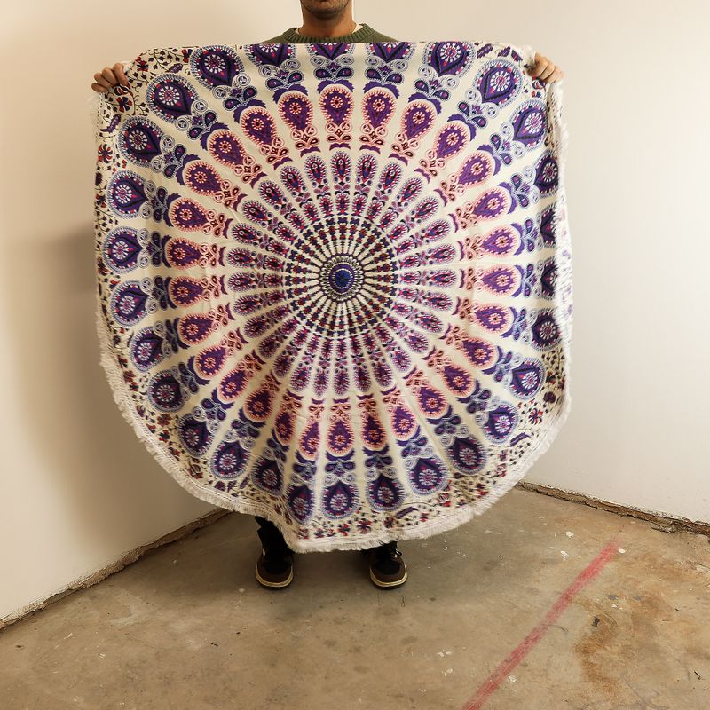 Kleines Mandala-Rundstickerei aus Baumwolle (130 cm) – Pfauenviolett