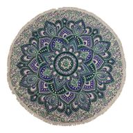 Kleines rundes Mandala-Baumwollbild (130 cm) – Türkis & Blau