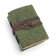 Dicke Notizbücher aus Leder mit Büttenrand (5 x 3,5 Zoll) – Grünes Labyrinthmuster