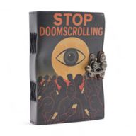 Bedruckte Notizbücher aus Leder (7x5 Zoll) – Stop Doom Scrolling – 200 Seiten, Normalpapier
