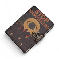 Bedruckte Notizbücher aus Leder (7x5 Zoll) – Stop Doom Scrolling – 200 Seiten, Normalpapier