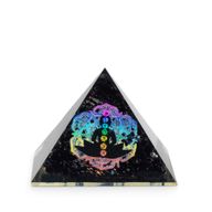 Kleine Orgonit-Pyramiden 5,5 x 4,5 cm – Chakra-Buddha – Schwarze Turmalin-Splitter