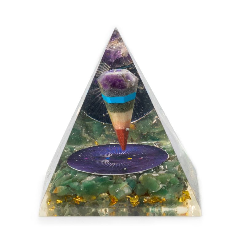 Med Orgonit-Pyramiden 7x6cm - Pendel - Grüne Aventurin-Chips
