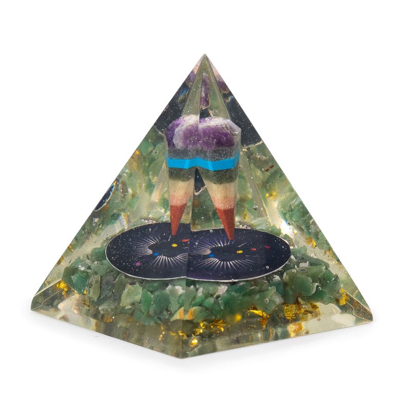 Med Orgonit-Pyramiden 7x6cm - Pendel - Grüne Aventurin-Chips