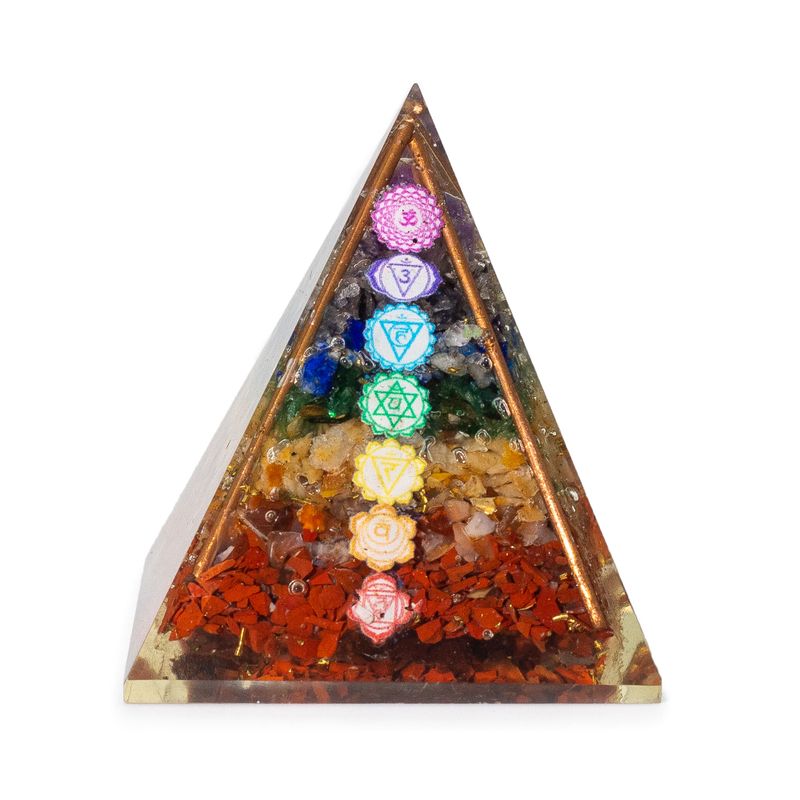 Med Orgonit-Pyramiden 7x6cm - Kupferstäbe - 7 Chakra-Chips