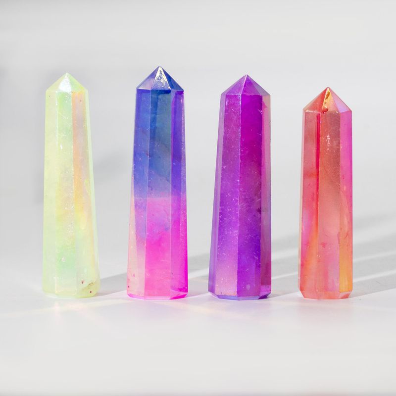 Edelstein-Obeliskenspitzen ca. 9 cm - Aurora-Kristallquarz - Pfirsichfarben