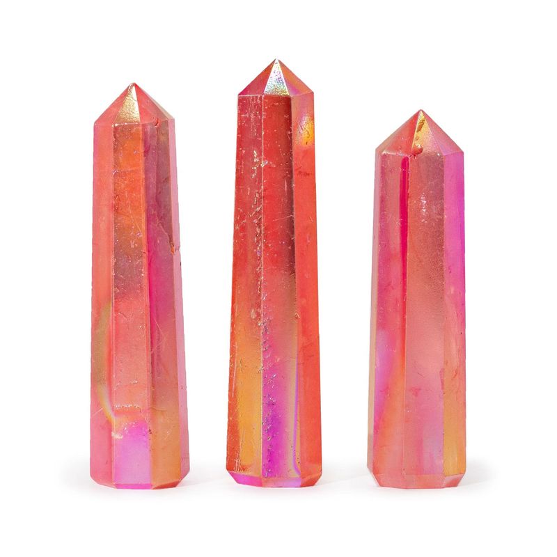 Edelstein-Obeliskenspitzen ca. 9 cm - Aurora-Kristallquarz - Pfirsichfarben