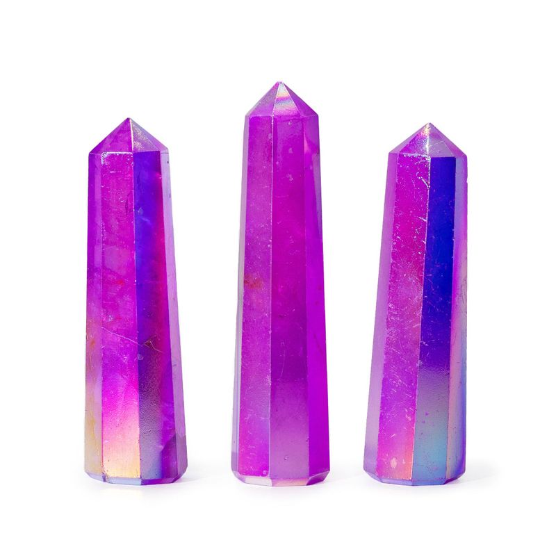 Edelstein-Obeliskenspitzen, ca. 9 cm – Aurora-Bergkristall – Lila