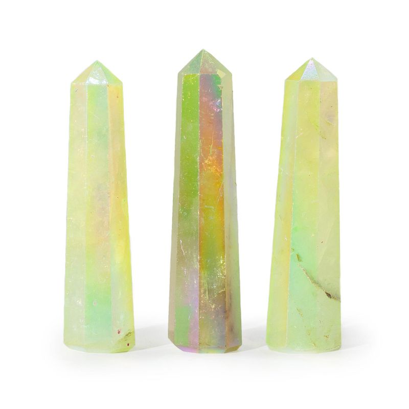 Edelstein-Obeliskenspitzen, ca. 9 cm – Aurora-Bergkristall – Hellgrün