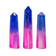 Edelstein-Obeliskenspitzen, ca. 9 cm – Aurora-Bergkristall – Rosa & Blau