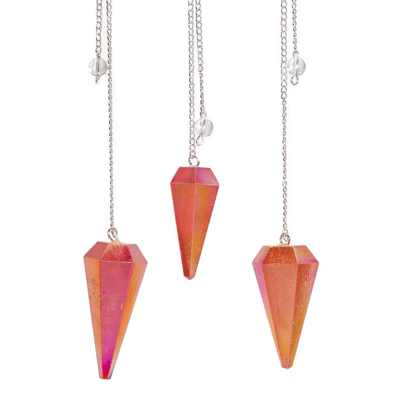 Sechsseitiges Pendel – Aurora Crystal Peach – 4 cm