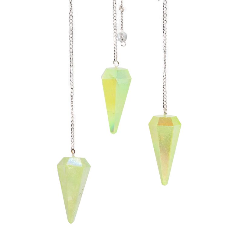 Sechsseitiges Pendel – Aurora Crystal Hellgrün – 4 cm