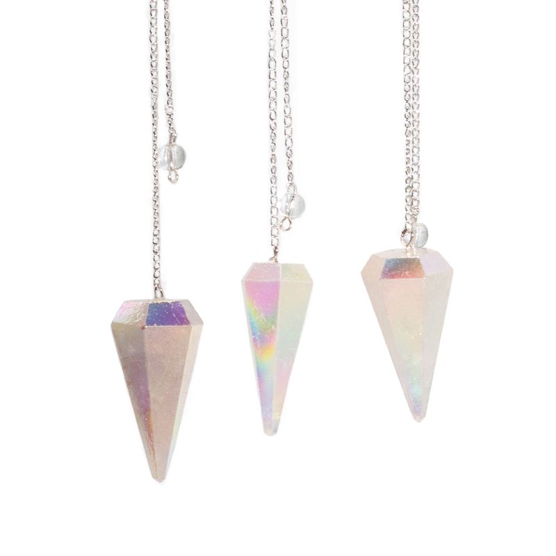 Sechsseitiges Pendel – Aurora Crysta Angel Weiß – 4 cm