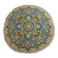 Großes rundes Mandala-Kunstwerk (180 cm) – Gelb & Blau