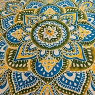 Großes rundes Mandala-Kunstwerk (180 cm) – Gelb & Blau