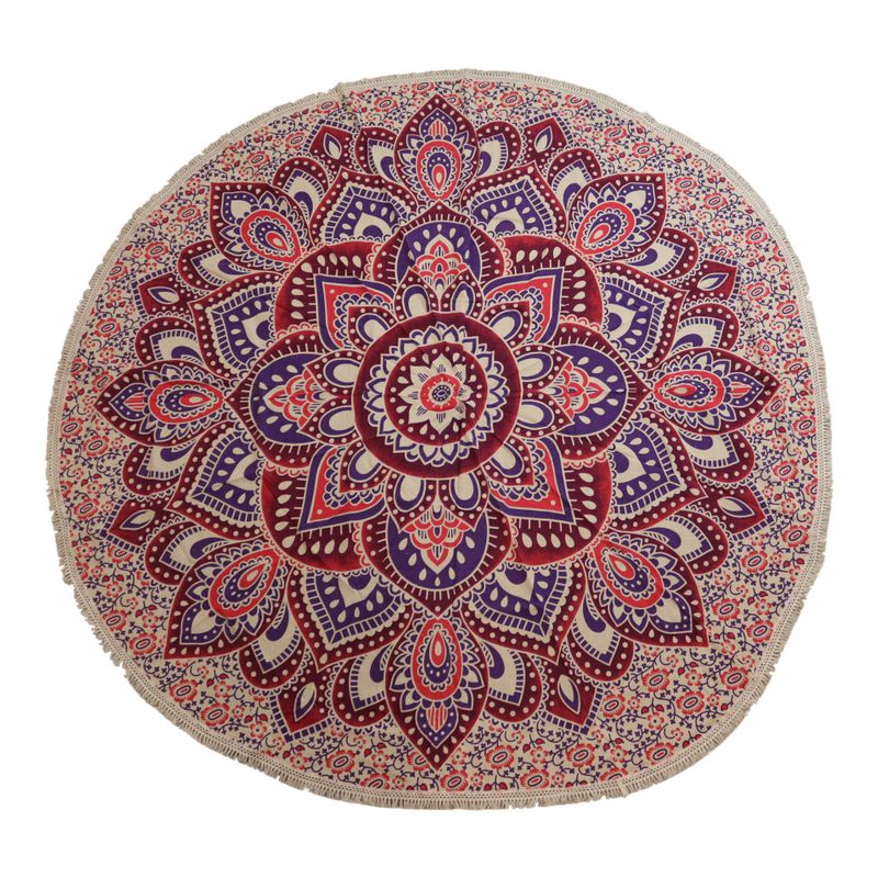 Großes rundes Mandala-Kunstwerk (180 cm) – Rosa & Lila
