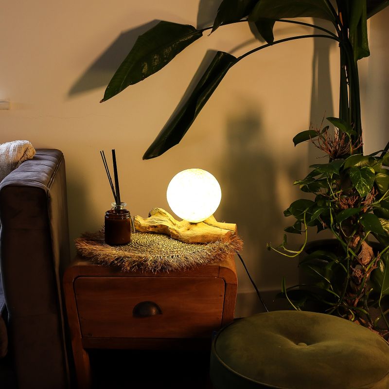 Drift Glow Lampe, Baumwollbezug, cremefarbener Lampenschirm