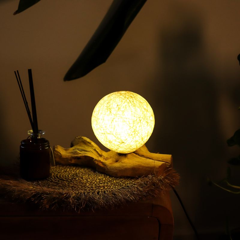 Drift Glow Lampe, Baumwollbezug, cremefarbener Lampenschirm
