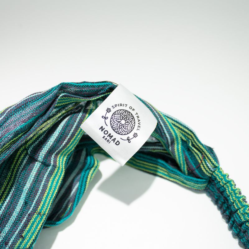 Nomad Sari – Hippie-Stirnband – Blockdruck, verschiedene Designs – (56 x 25 cm), Einheitsgröße