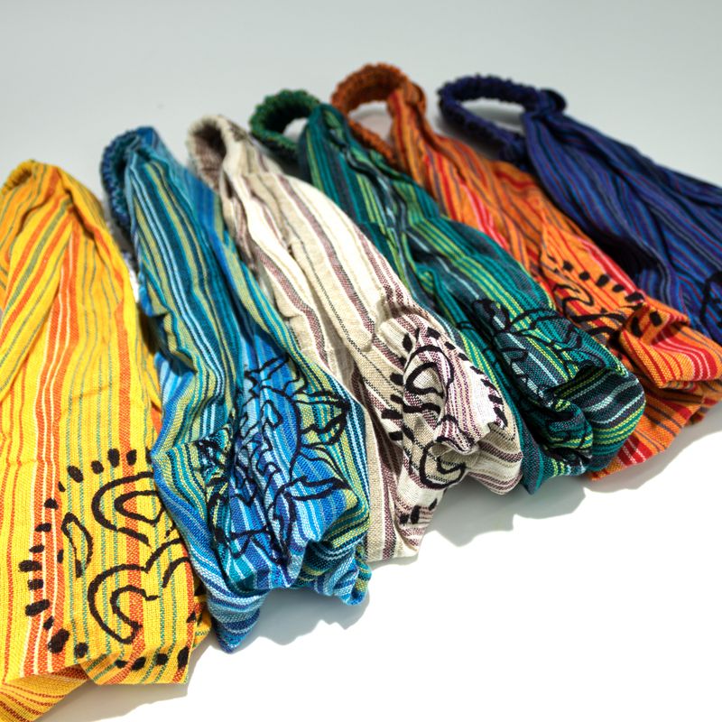 Nomad Sari – Hippie-Stirnband – Blockdruck, verschiedene Designs – (56 x 25 cm), Einheitsgröße