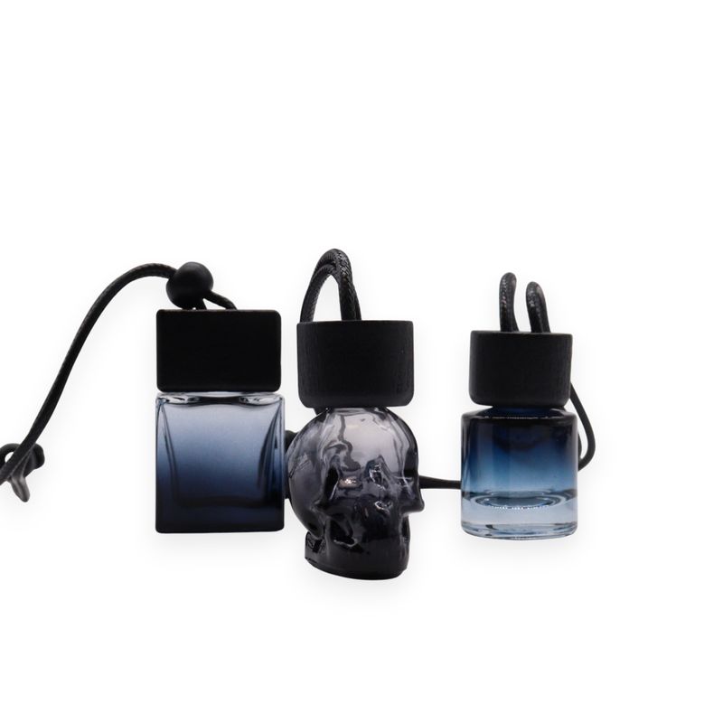 Schwarz – Hängeflaschen für Autodiffusoren – 8 ml – (3 verschiedene Designs x 4)