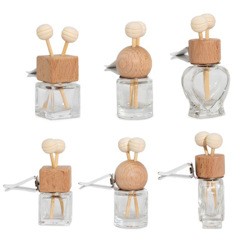 Transparente Flaschen zur Befestigung am Autodiffusor-Lüftungsschlitz – 8 ml – (3 verschiedene Designs x 4)