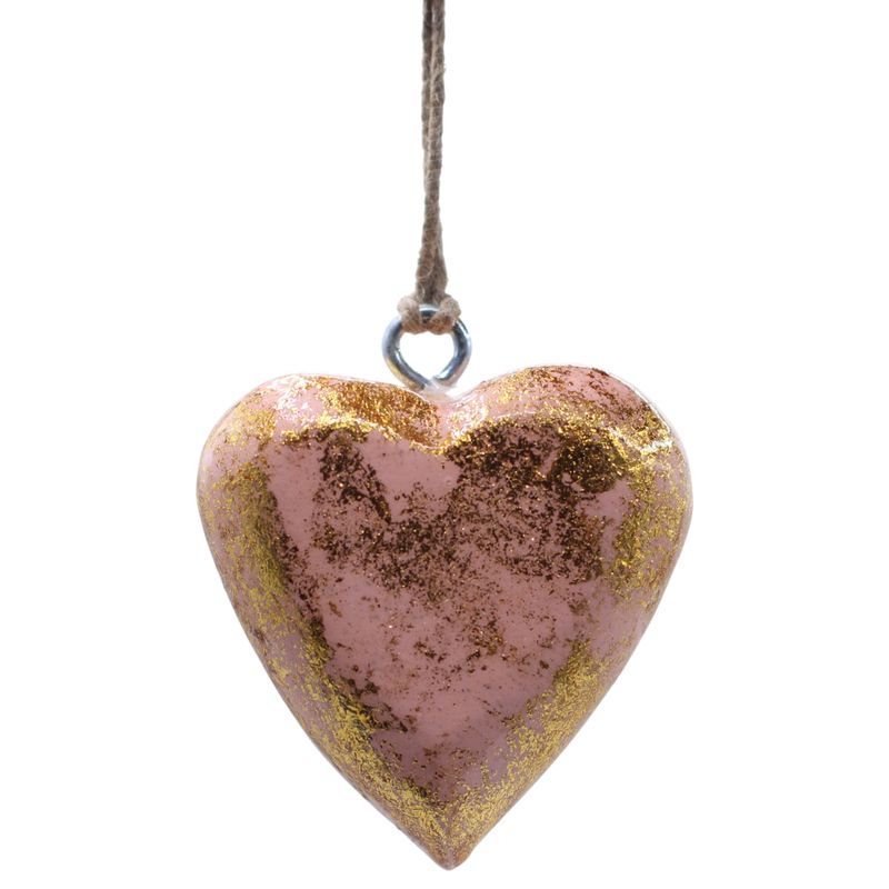 Große Deko-Herzen aus Holz – Roségold (50) – im Präsentationsglas