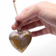 Große Deko-Herzen aus Holz – Lavendelgold (50 Stück) – im Präsentationsglas