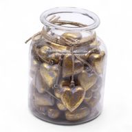 Große Deko-Herzen aus Holz – Lavendelgold (50 Stück) – im Präsentationsglas