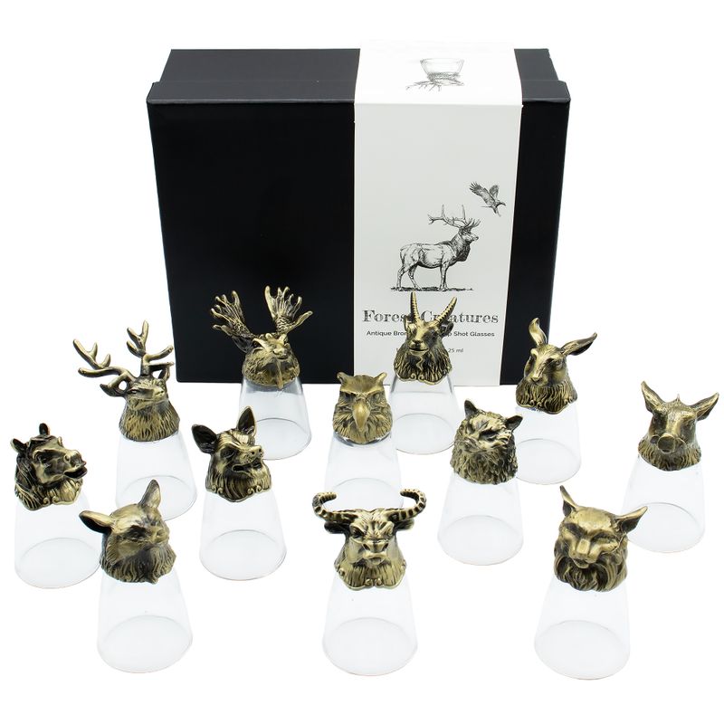Bottom Up Schnapsgläser (25 ml) – Wald & mystische Kreaturen – Antikbronze