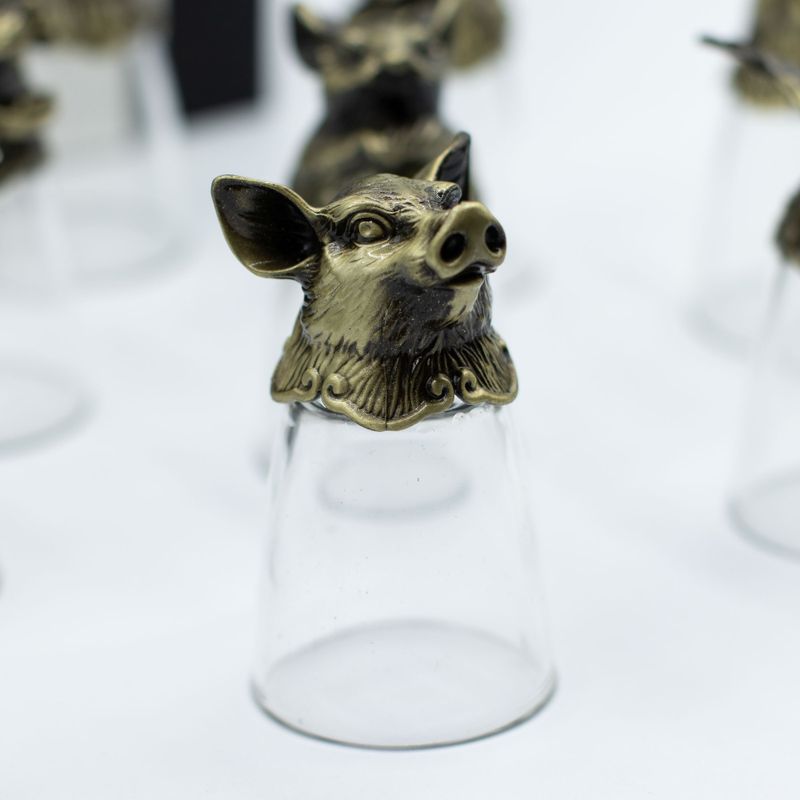 Bottom Up Schnapsgläser (25 ml) – Chinesische Tierkreiszeichen – Antikbronze