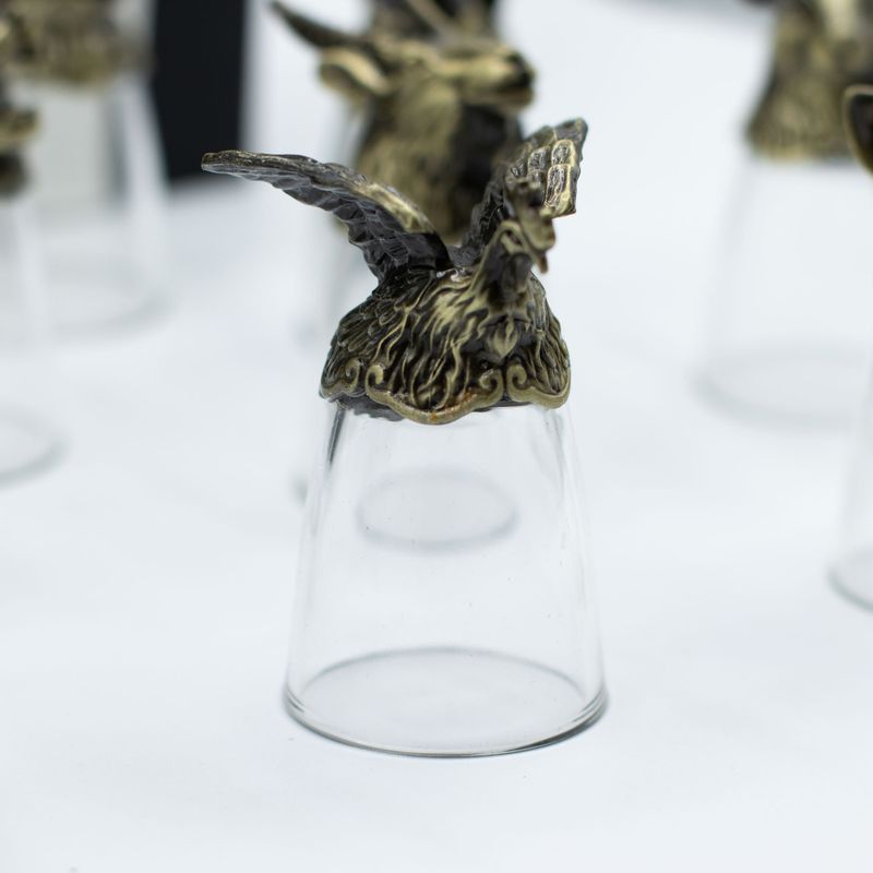 Bottom Up Schnapsgläser (25 ml) – Chinesische Tierkreiszeichen – Antikbronze