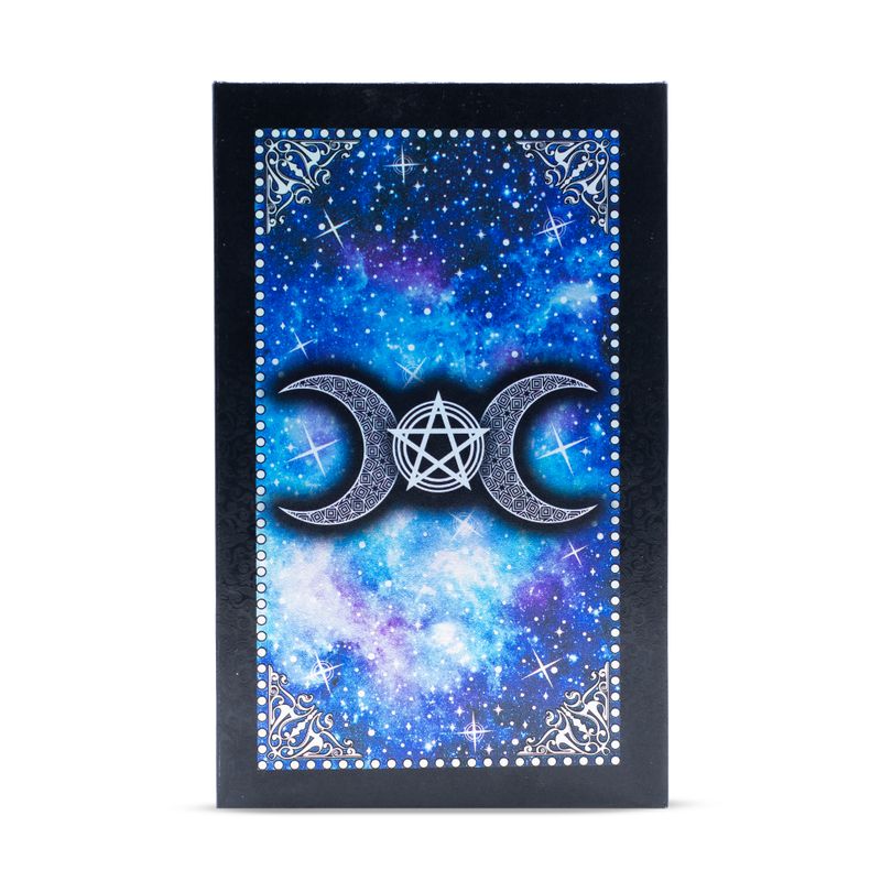 Tarotkarten-Set aus blauer Folie – Mondgesicht – mit Begleitheft