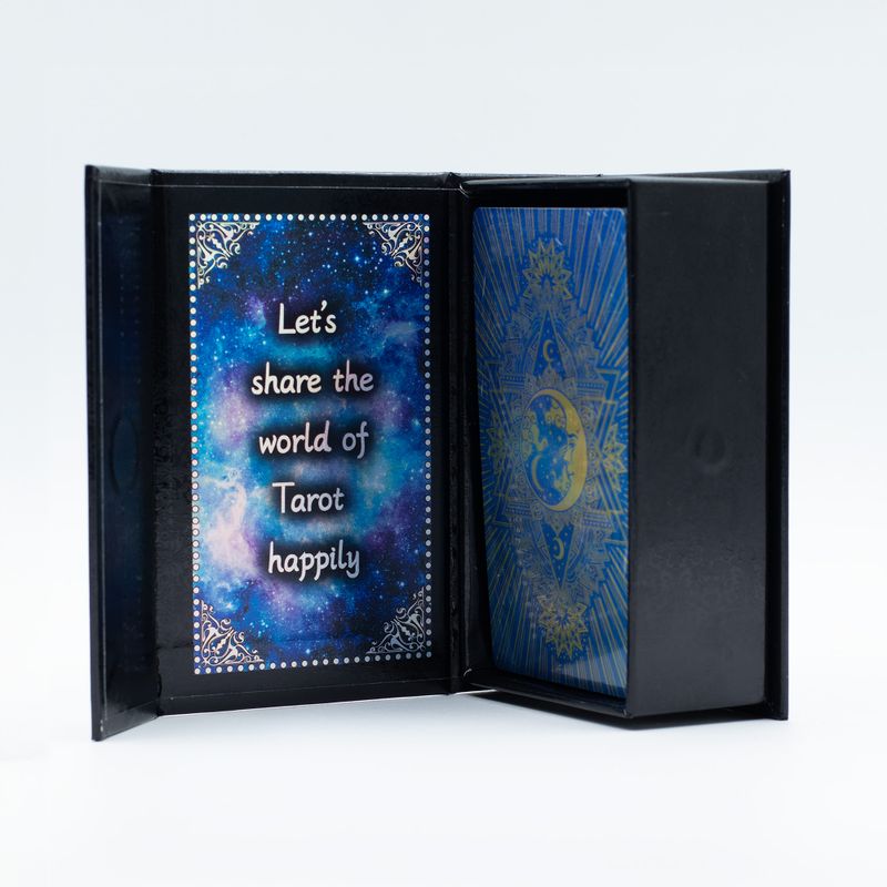 Tarotkarten-Set aus blauer Folie – Mondgesicht – mit Begleitheft