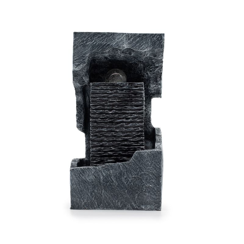 Grandioses Wasserspiel – 24 x 22 x 48 cm – Farbwechselnde Kristallkugel im Felsen