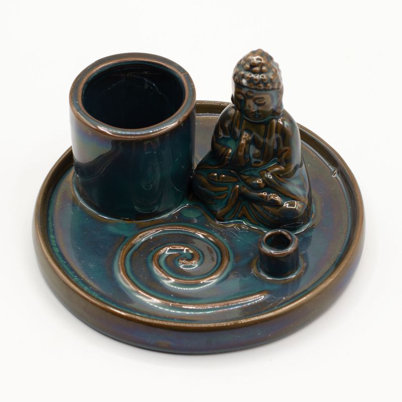 Mehrzweck-Buddha-Räucherteller – Keramik, Blau