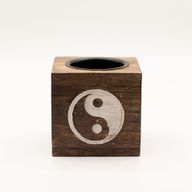 Quadratischer Ölbrenner aus Mangoholz – Yin Yang
