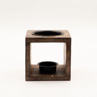 Quadratischer Ölbrenner aus Mangoholz – Yin Yang