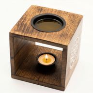 Großer quadratischer Ölbrenner aus Mangoholz – Pentagramm