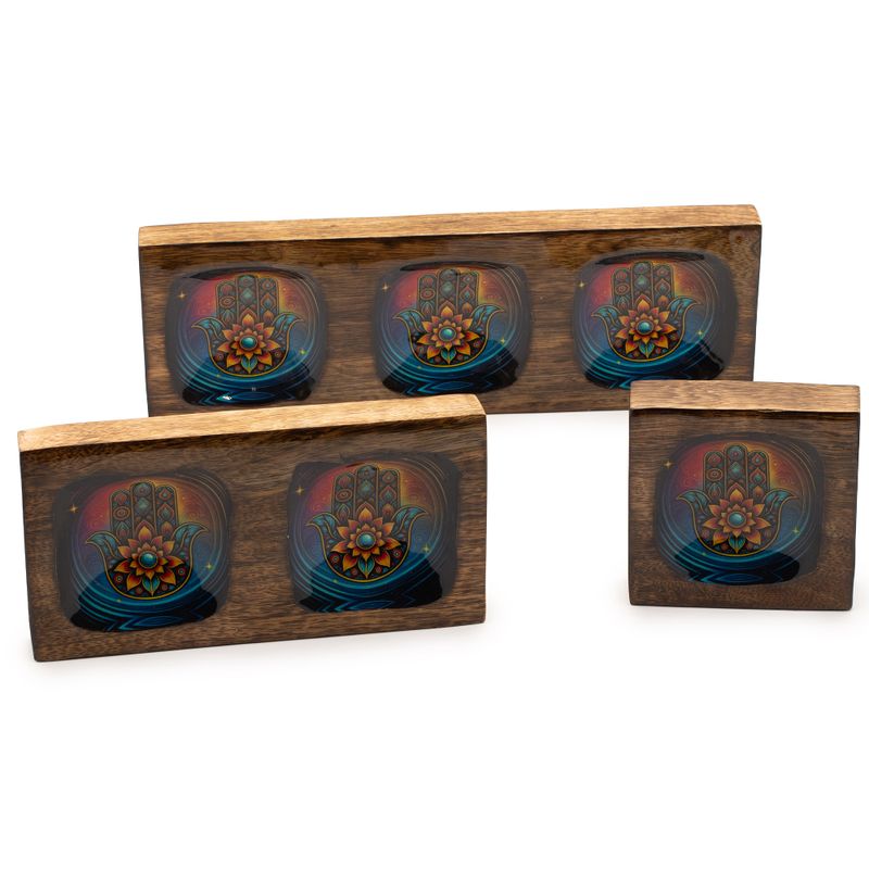 Med Emailliertes Mango-Tablett-Set - Hamsa