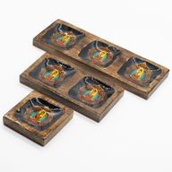 Großes emailliertes Mango-Tablett-Set – Buddha